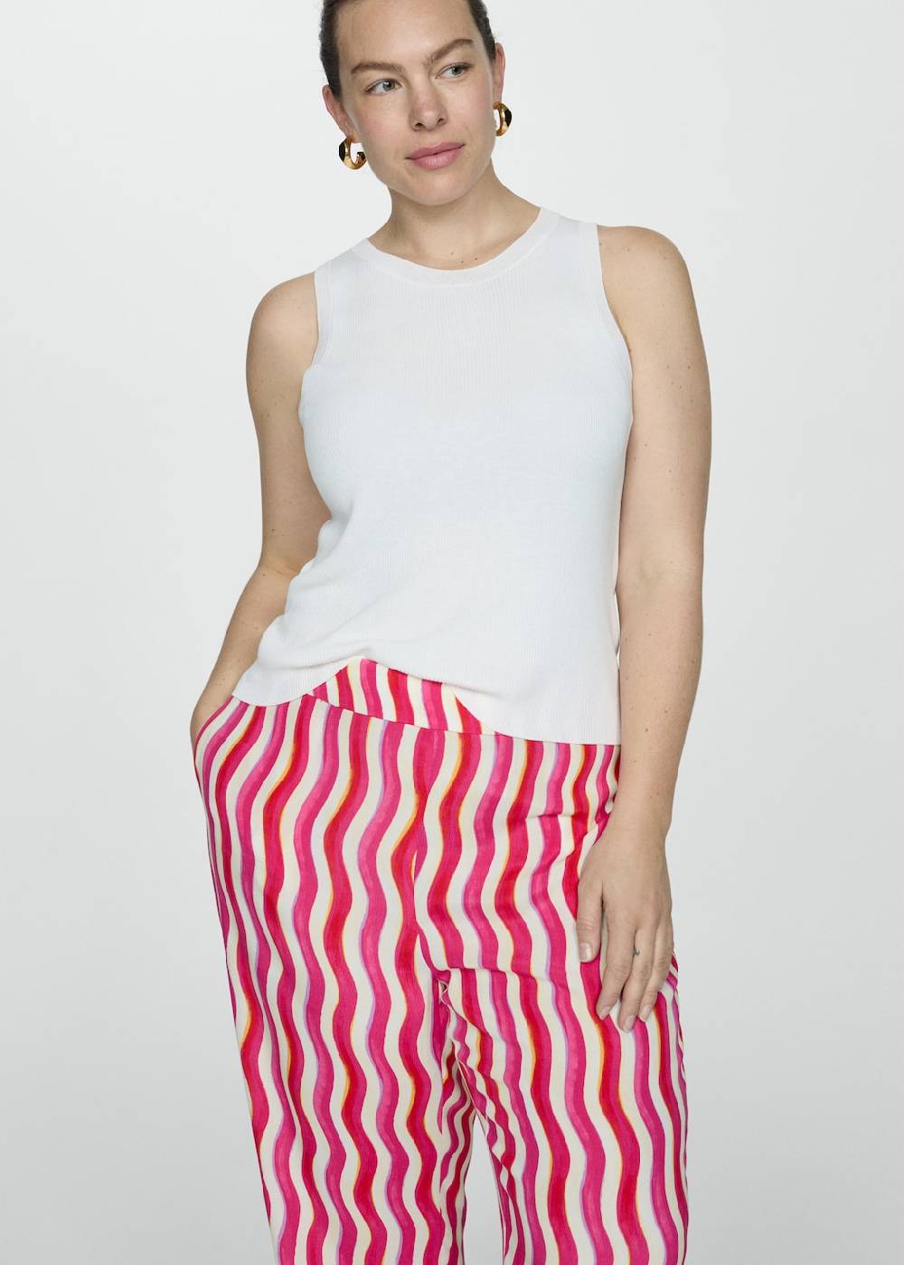 Mango Gemusterte Wideleg-Hose Bis zu 55% Rabatt