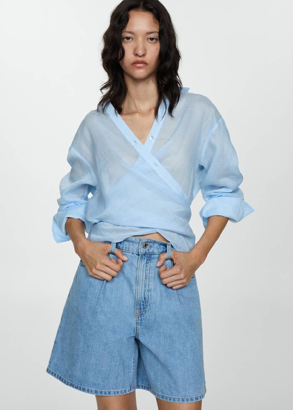 Mango Jeans-Shorts mit Bundfalten Nur noch ein Tag übrig