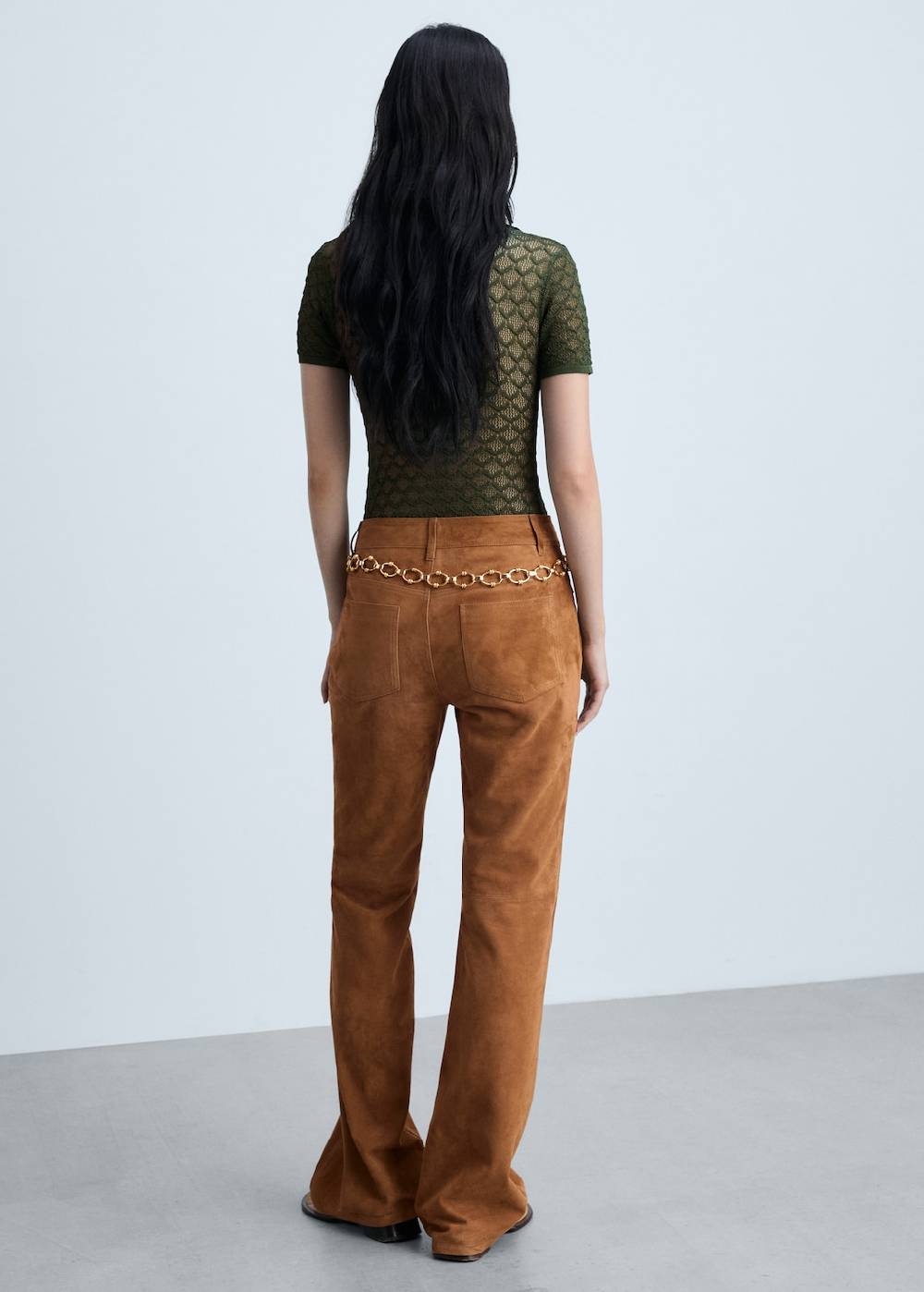 Mango Straight Fit Lederhose Auslauf