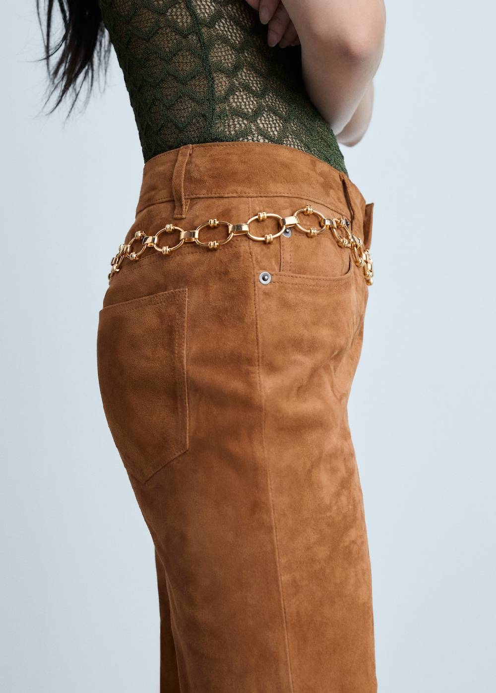 Mango Straight Fit Lederhose Auslauf