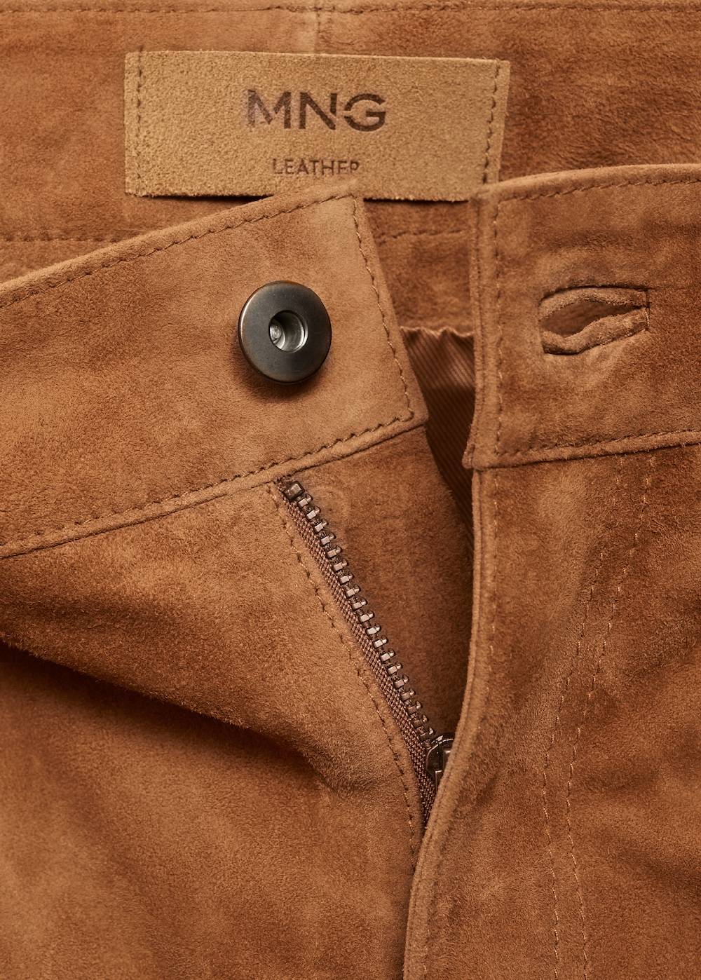 Mango Straight Fit Lederhose Auslauf