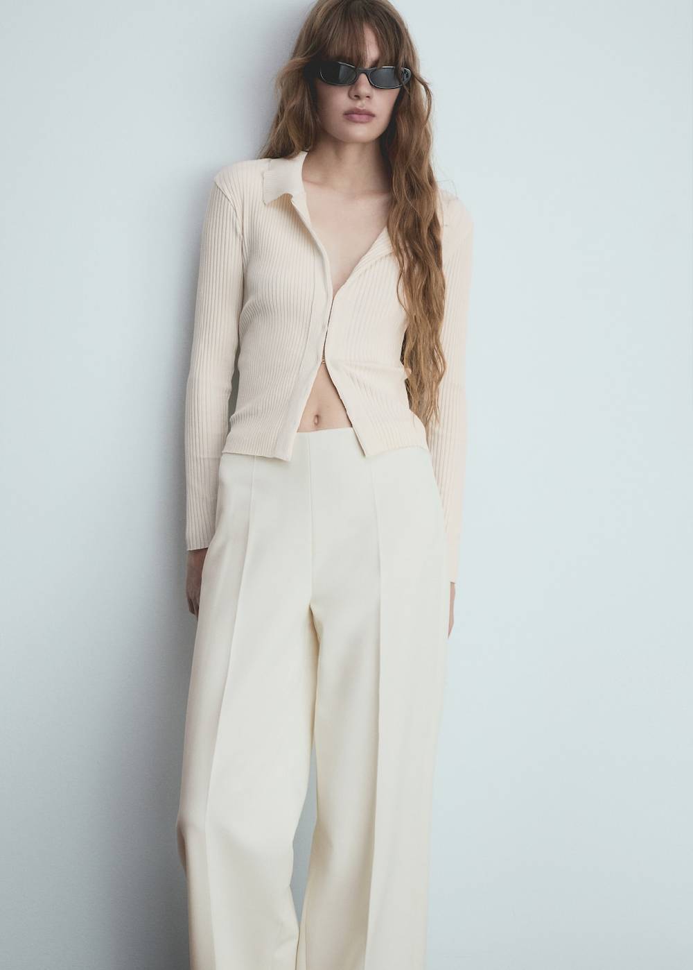 Mango Wideleg-Bundfaltenhose Verkauf