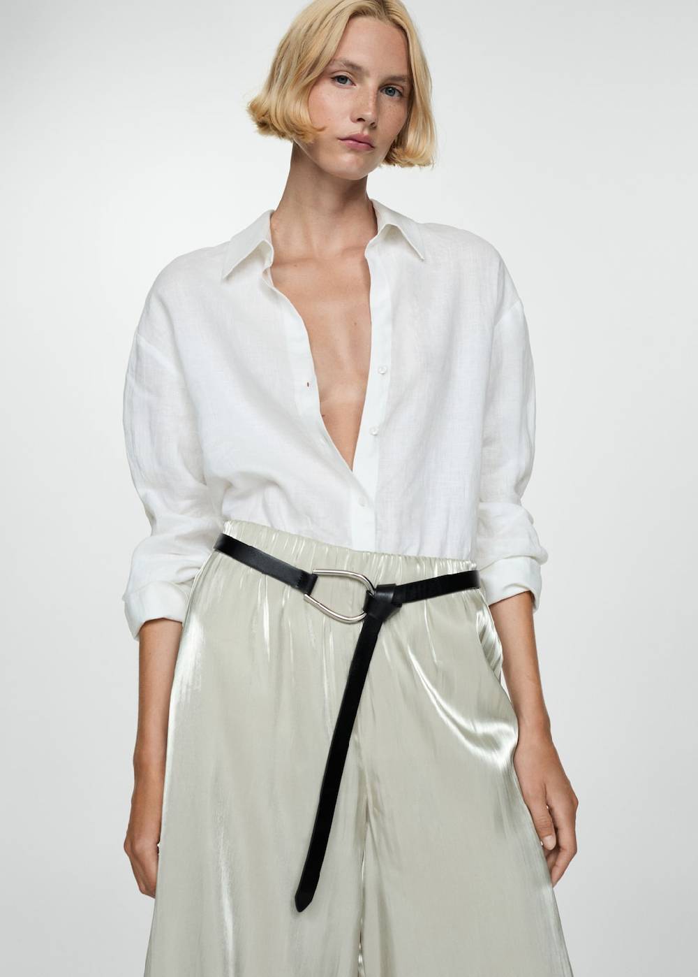 Mango Fließende Satinhose Günstiger Verkauf