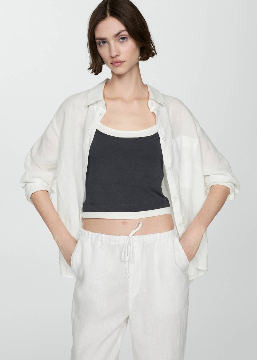 Mango Jogger Pants aus 100 % Leinen Kostenloser Versand