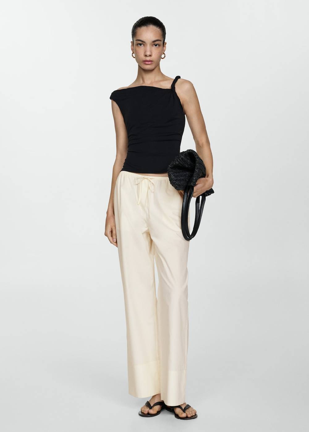 Mango Wideleg-Baumwollhose Limitierter Zeitrabatt