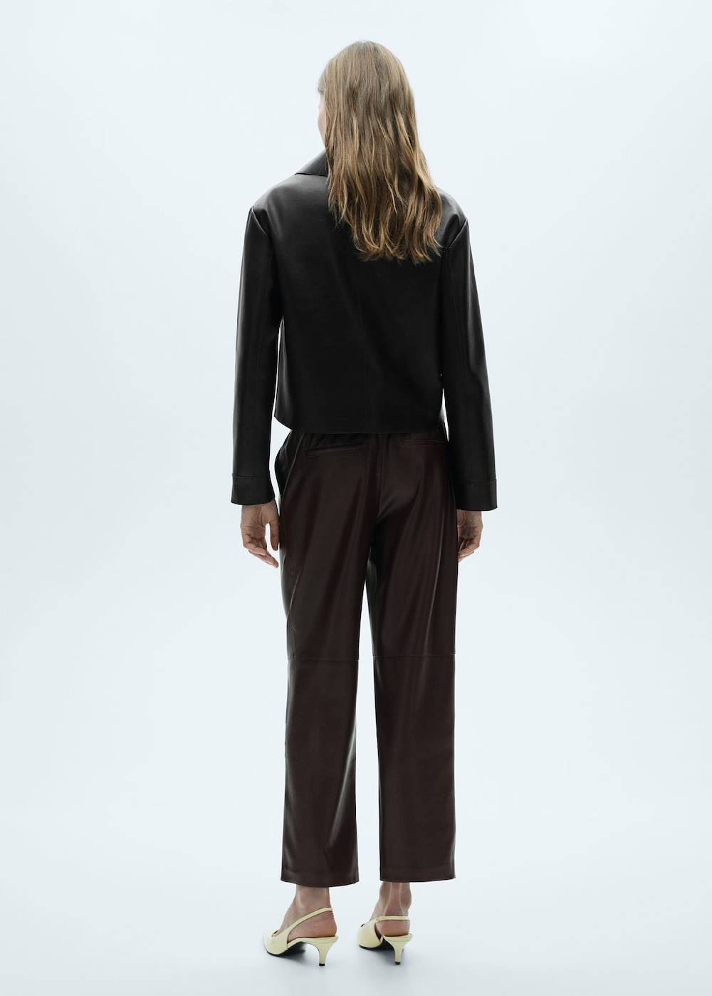 Mango Hose mit Stretchbund und Leder-Effekt Sonderangebot