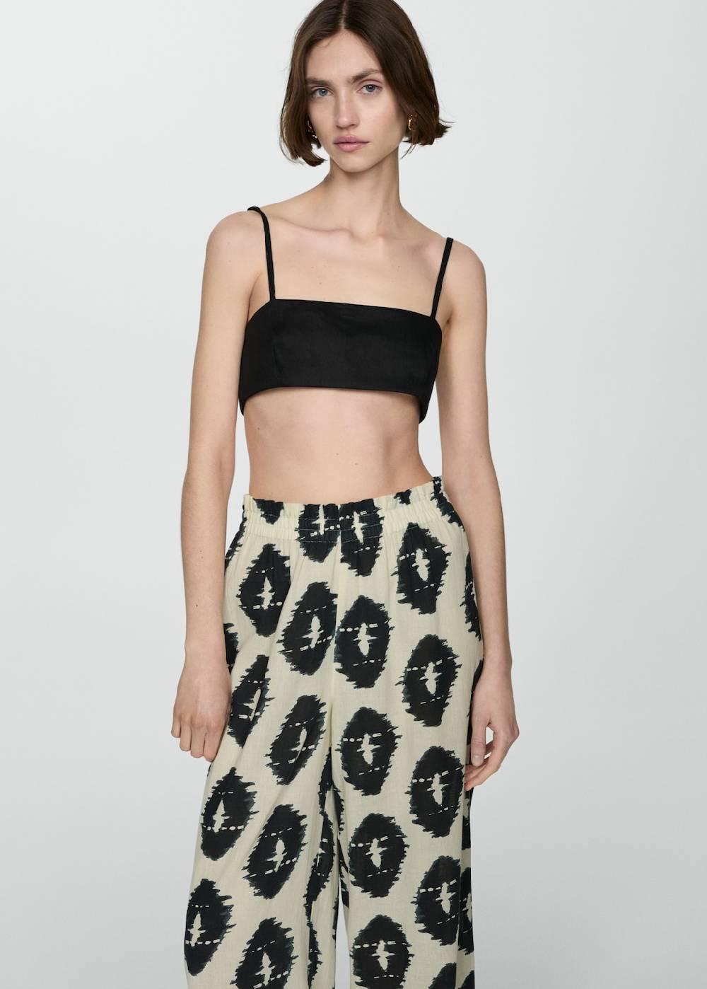 Mango Gemusterte Wideleg-Hose Rabatt