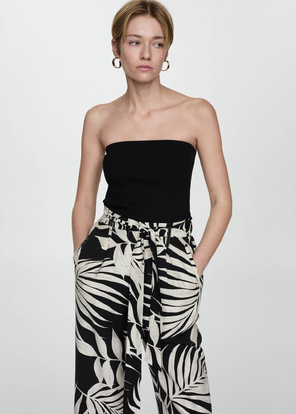 Mango Gemusterte Hose mit Schleife Günstig kaufen
