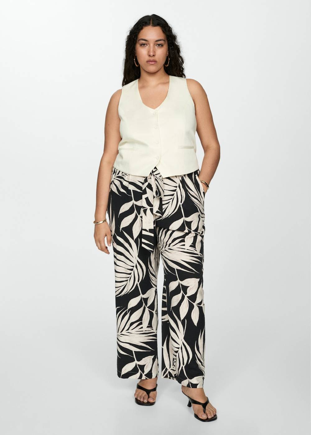 Mango Gemusterte Hose mit Schleife Günstig kaufen