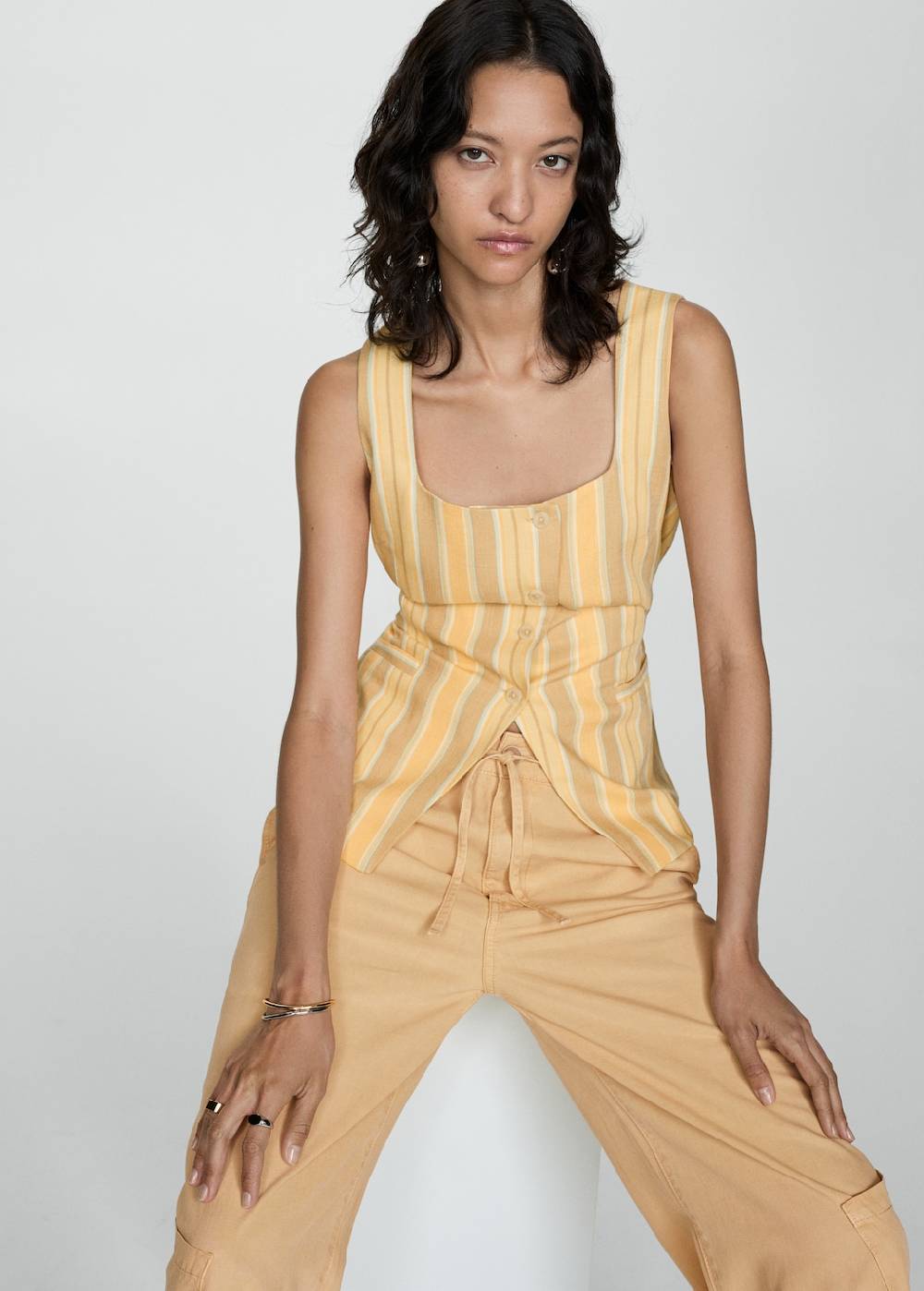 Mango Wideleg-Hose aus Lyocell Flash Sale