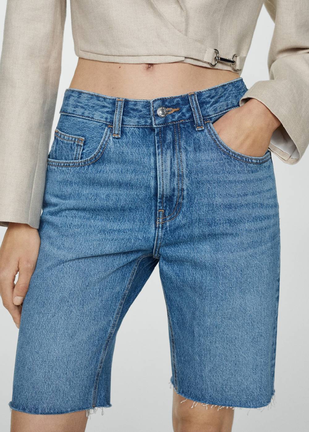 Mango Gerade Jeans-Bermudashorts Preisnachlass