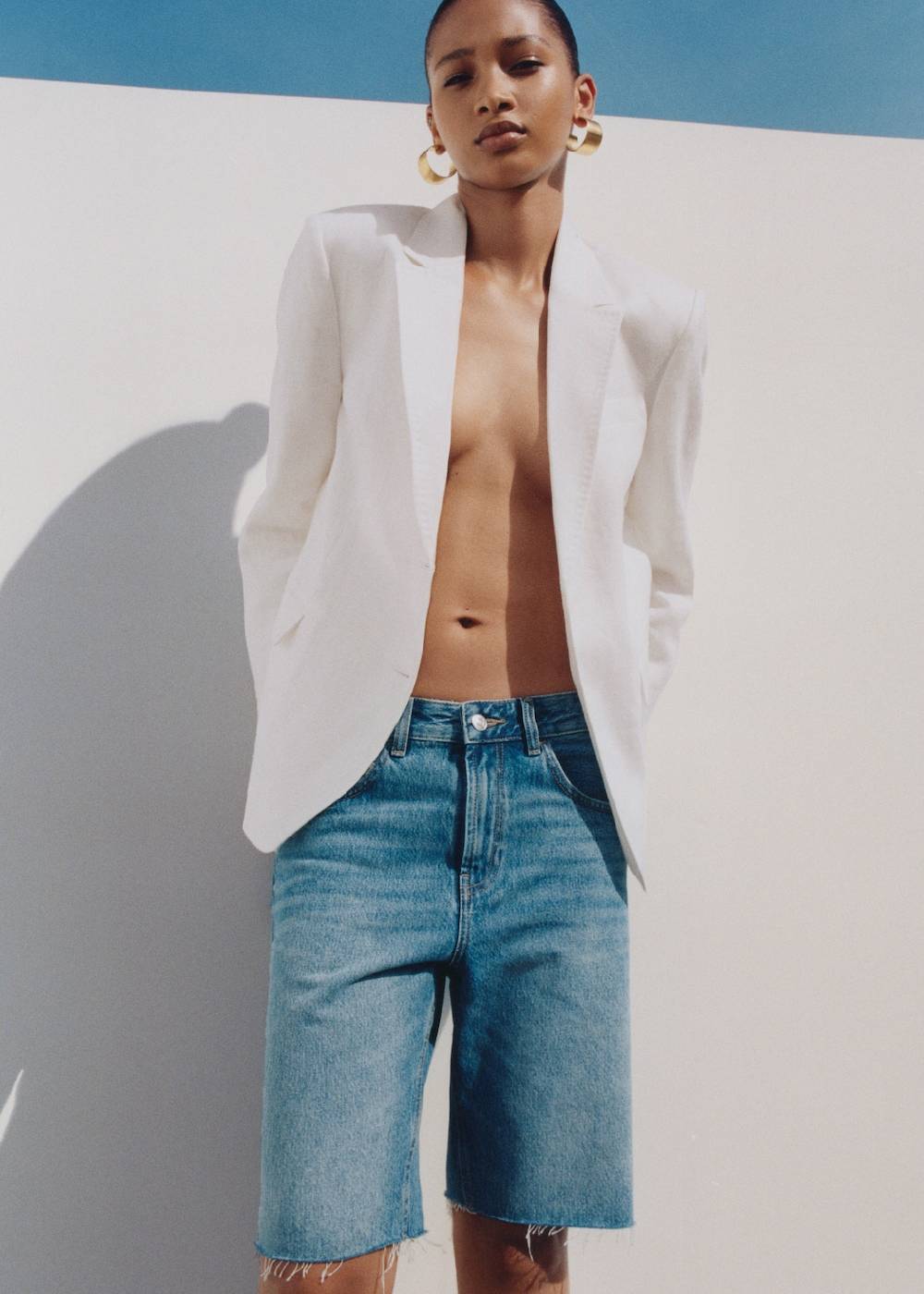 Mango Gerade Jeans-Bermudashorts Preisnachlass