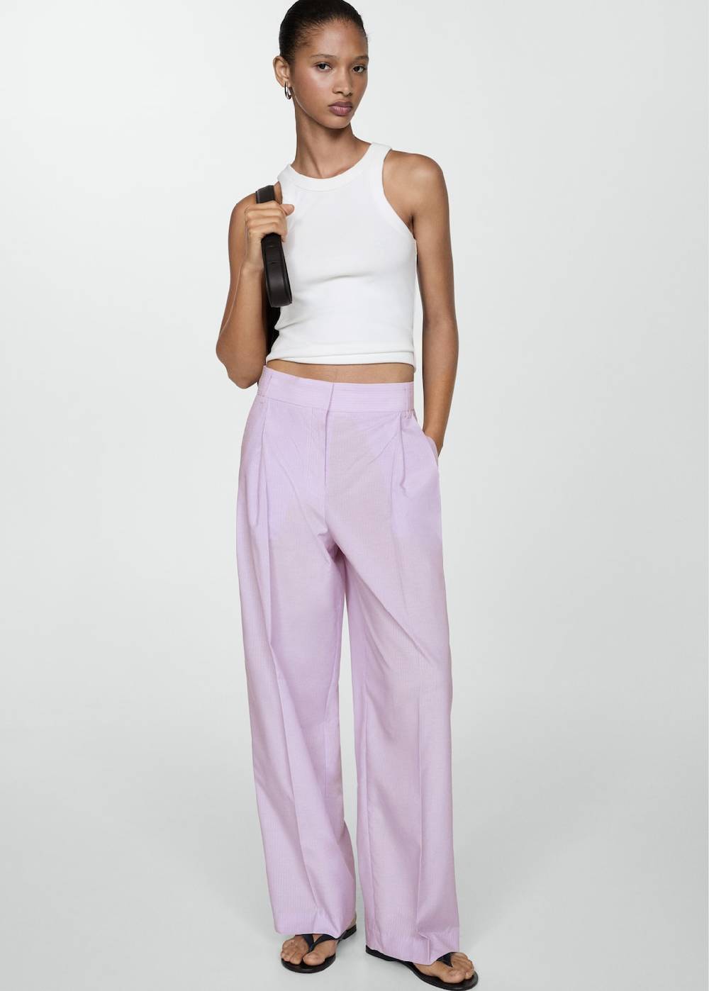 Mango Gestreifte Wideleg-Hose Muttertagsangebot
