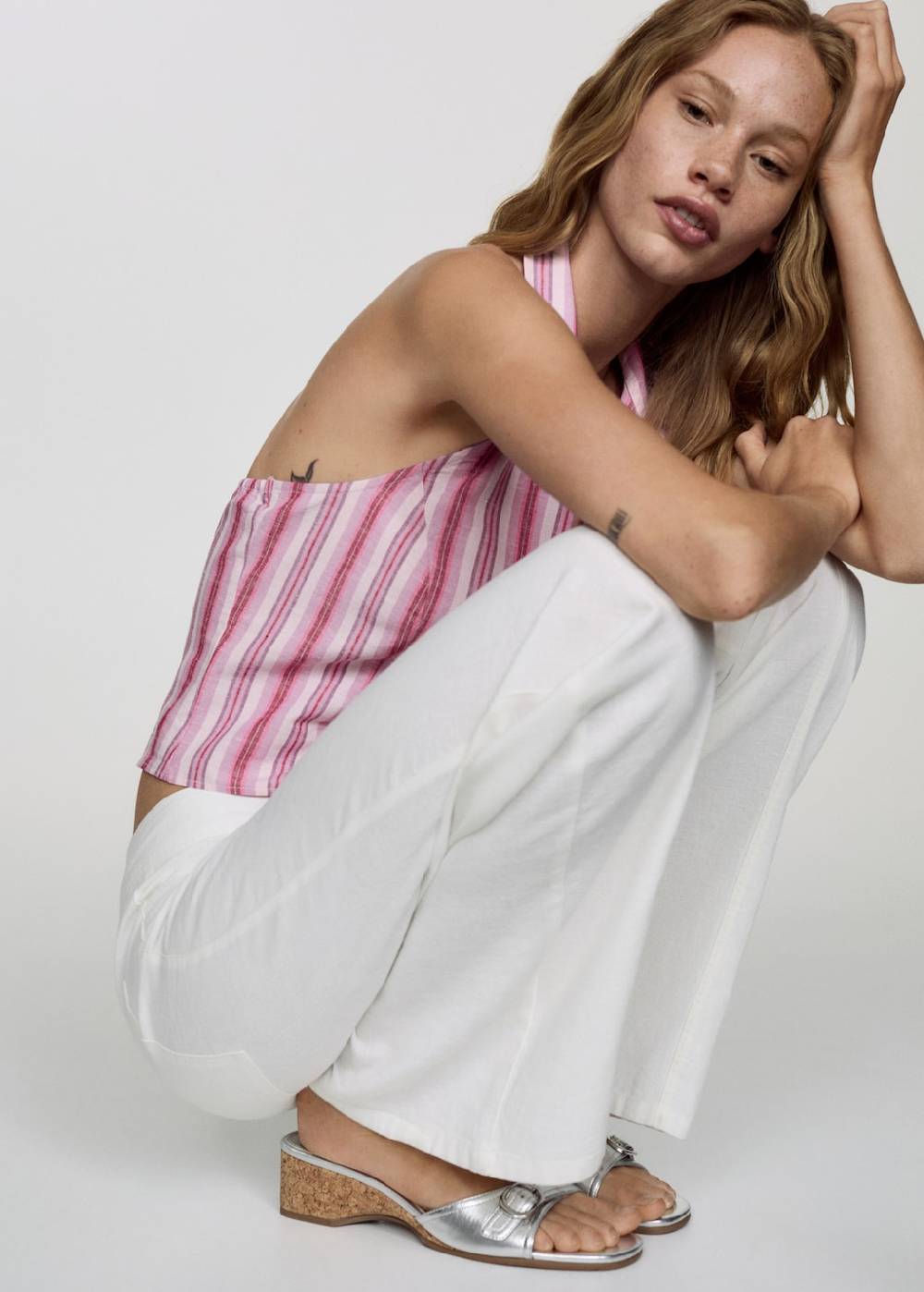 Mango Leinenhose mit Schleifendetail Lagerräumung