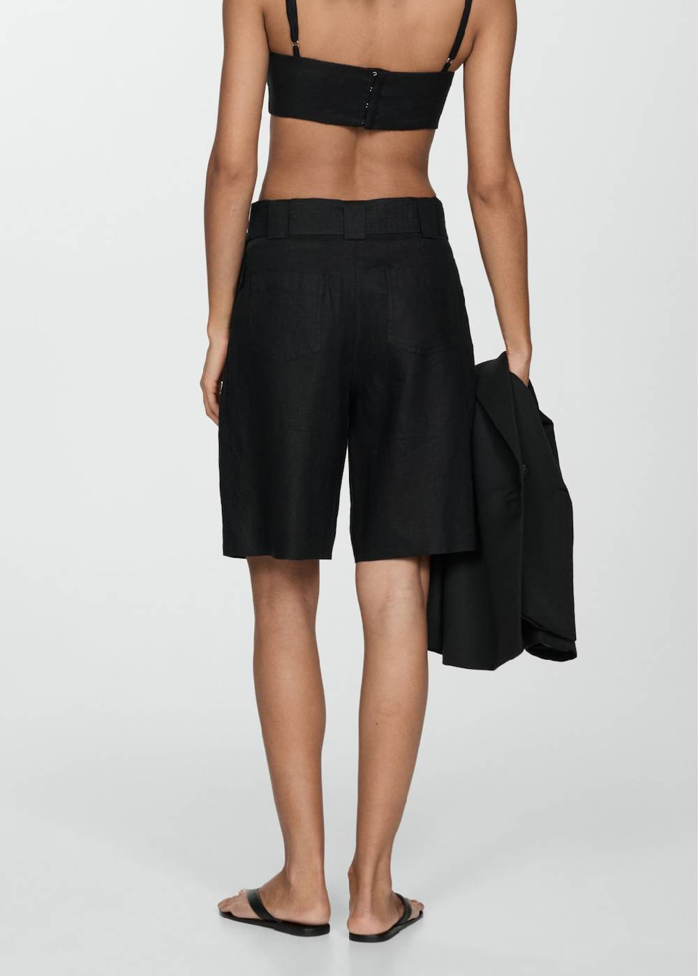 Mango Bermudashorts aus 100 % Leinen mit Gürtel Neueste Mode