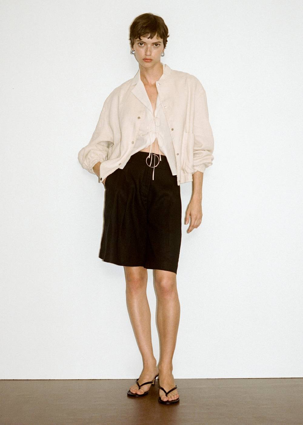 Mango Bermudashorts aus 100 % Leinen mit Gürtel Neueste Mode