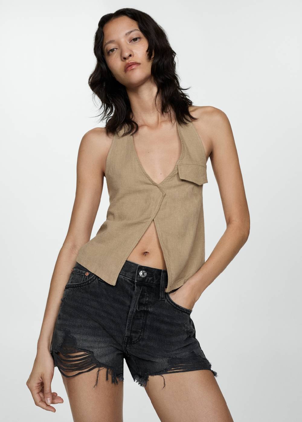 Mango Jeansshorts mit Zierrissen Online Outlet
