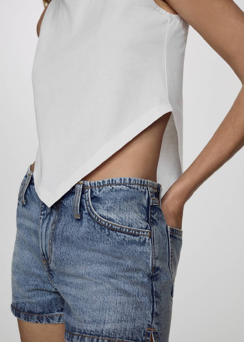 Mango Denim-Shorts mit niedriger Bundhöhe Bestseller