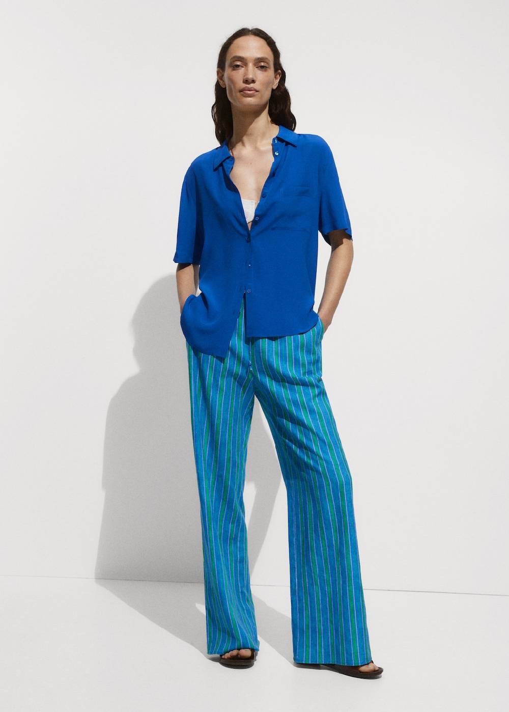 Mango Leinenhose mit Streifenmuster Saisonale Angebote