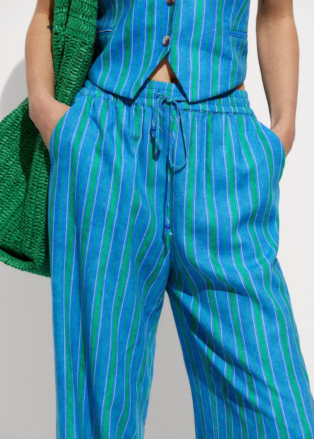 Mango Leinenhose mit Streifenmuster Saisonale Angebote