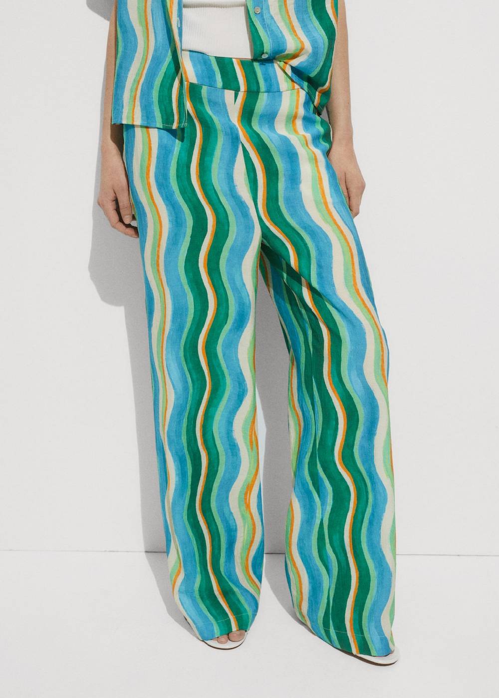 Mango Gemusterte Wideleg-Hose Bis zu 50% Rabatt