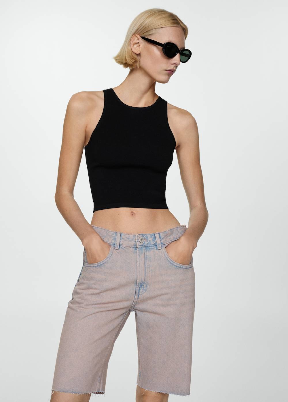 Mango Jeans-Bermudashorts mit Washed-Out-Effekt Outlet