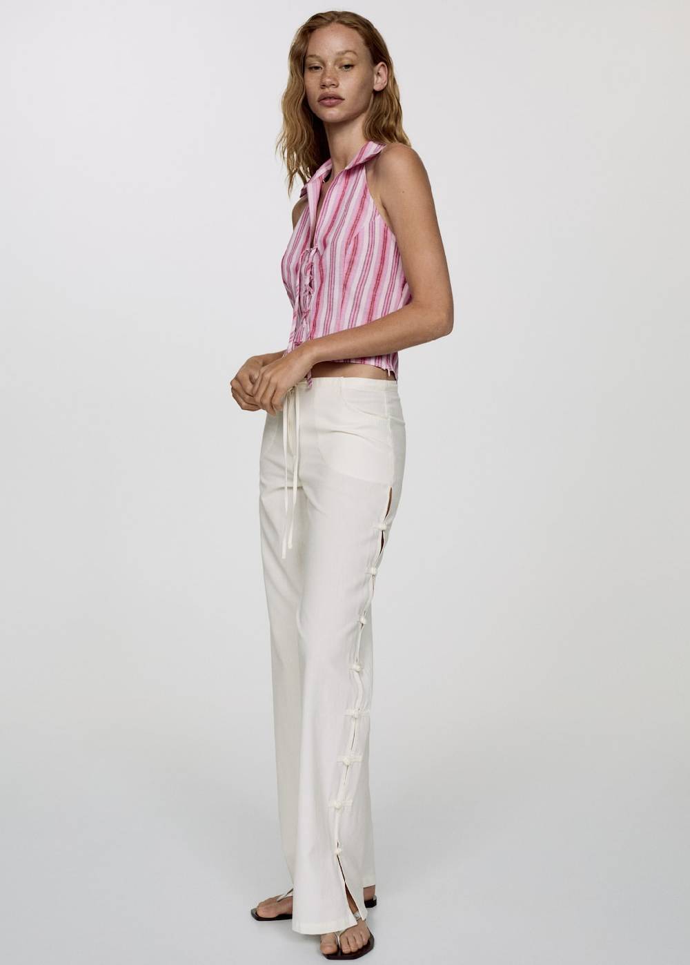 Mango Wideleg-Hose mit Knöpfen Auslauf