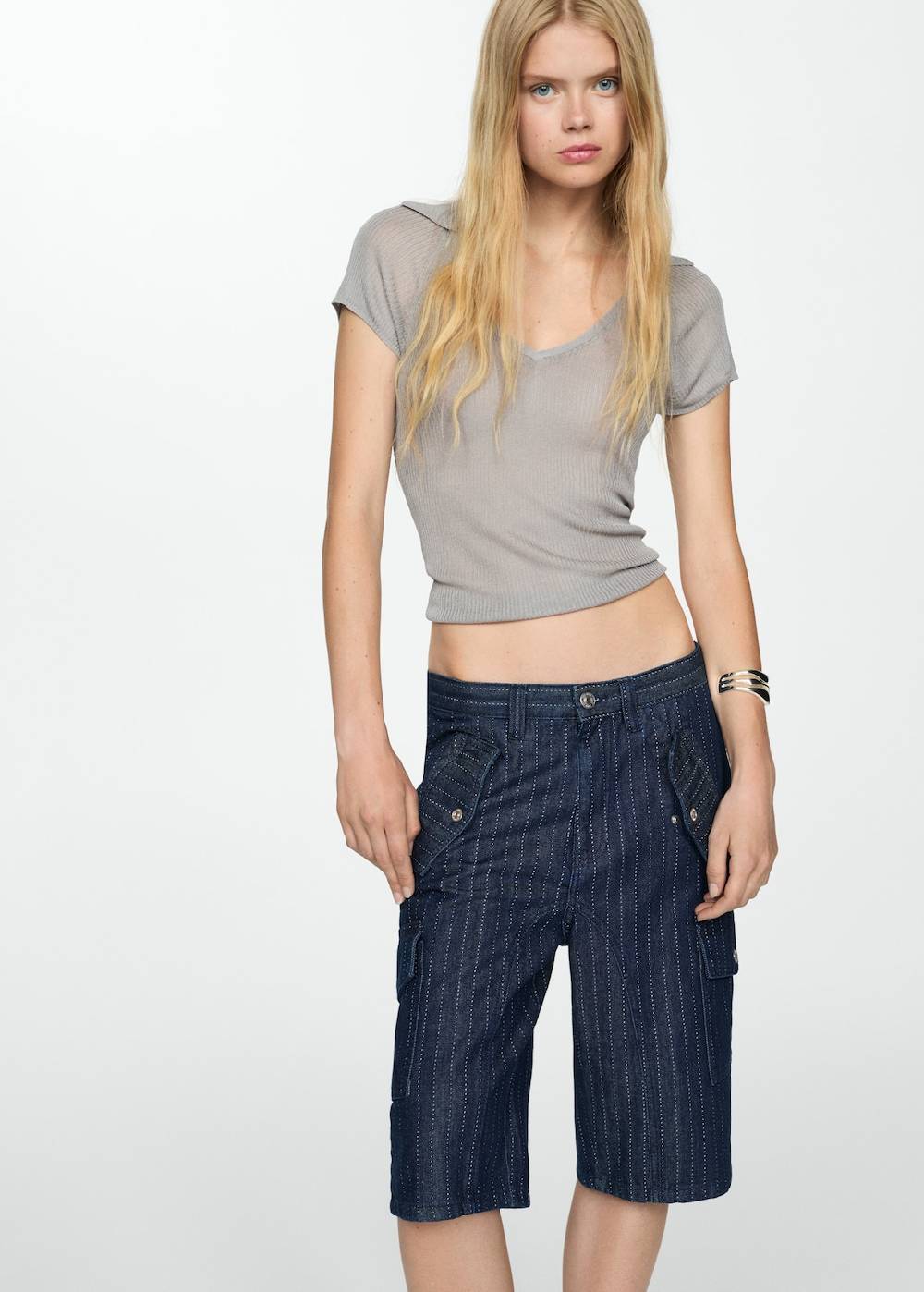 Mango Jeans-Bermudashorts mit Ziernähten Fabrikverkauf