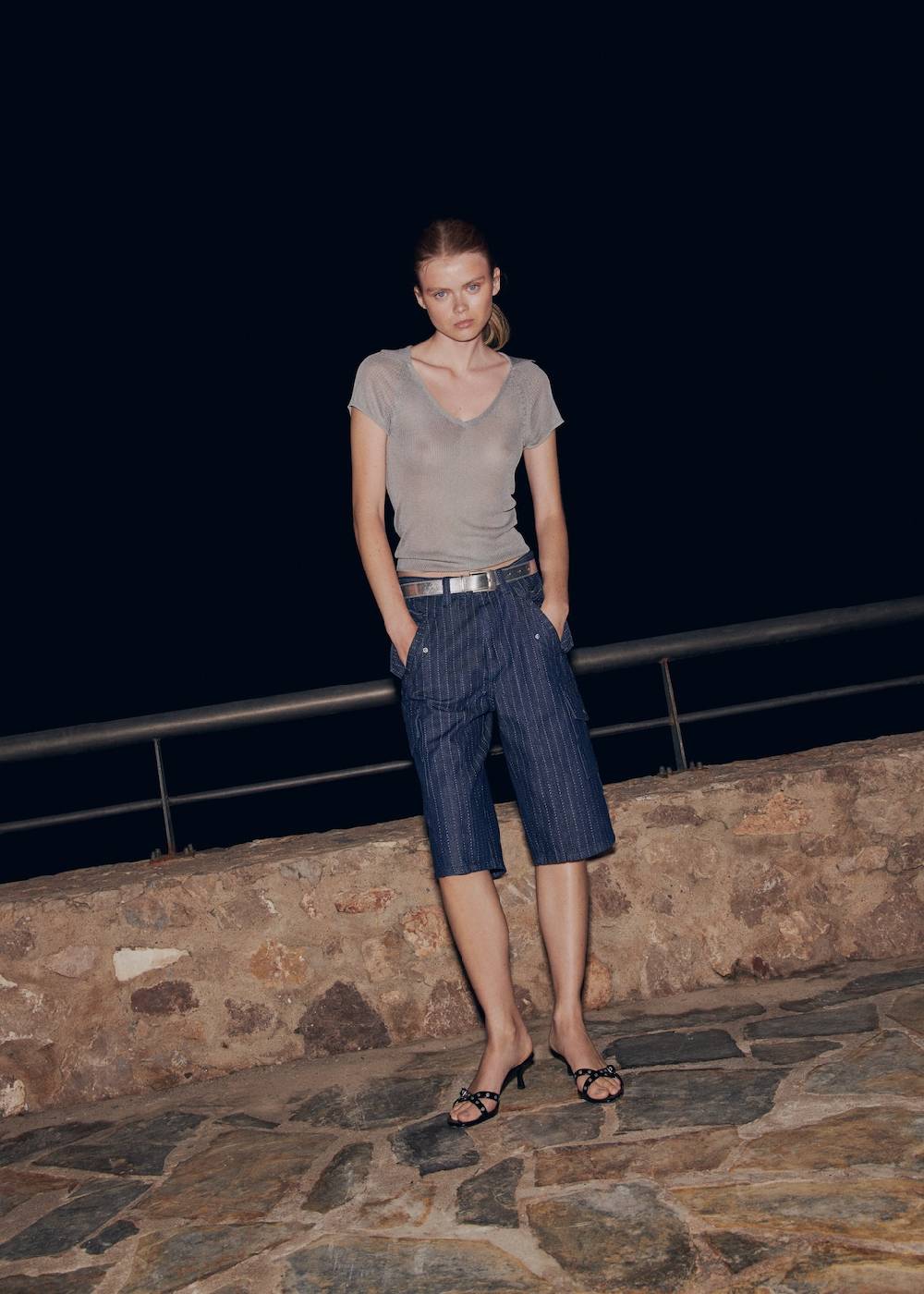 Mango Jeans-Bermudashorts mit Ziernähten Fabrikverkauf