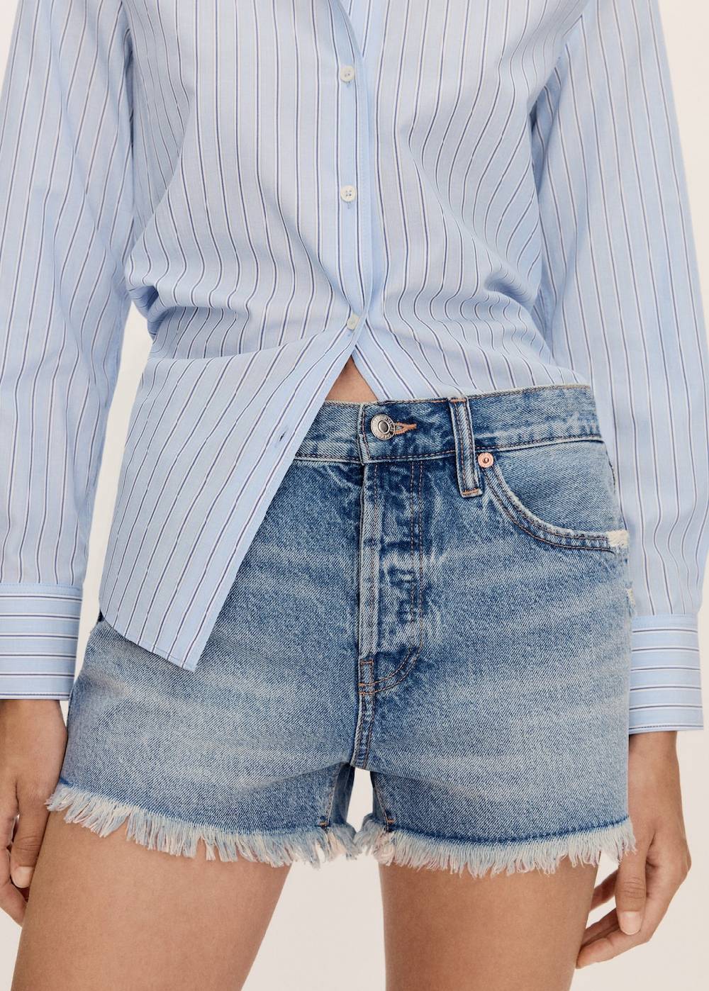 Mango Jeansshorts mit ausgefranstem Saum Kostenloser Versand