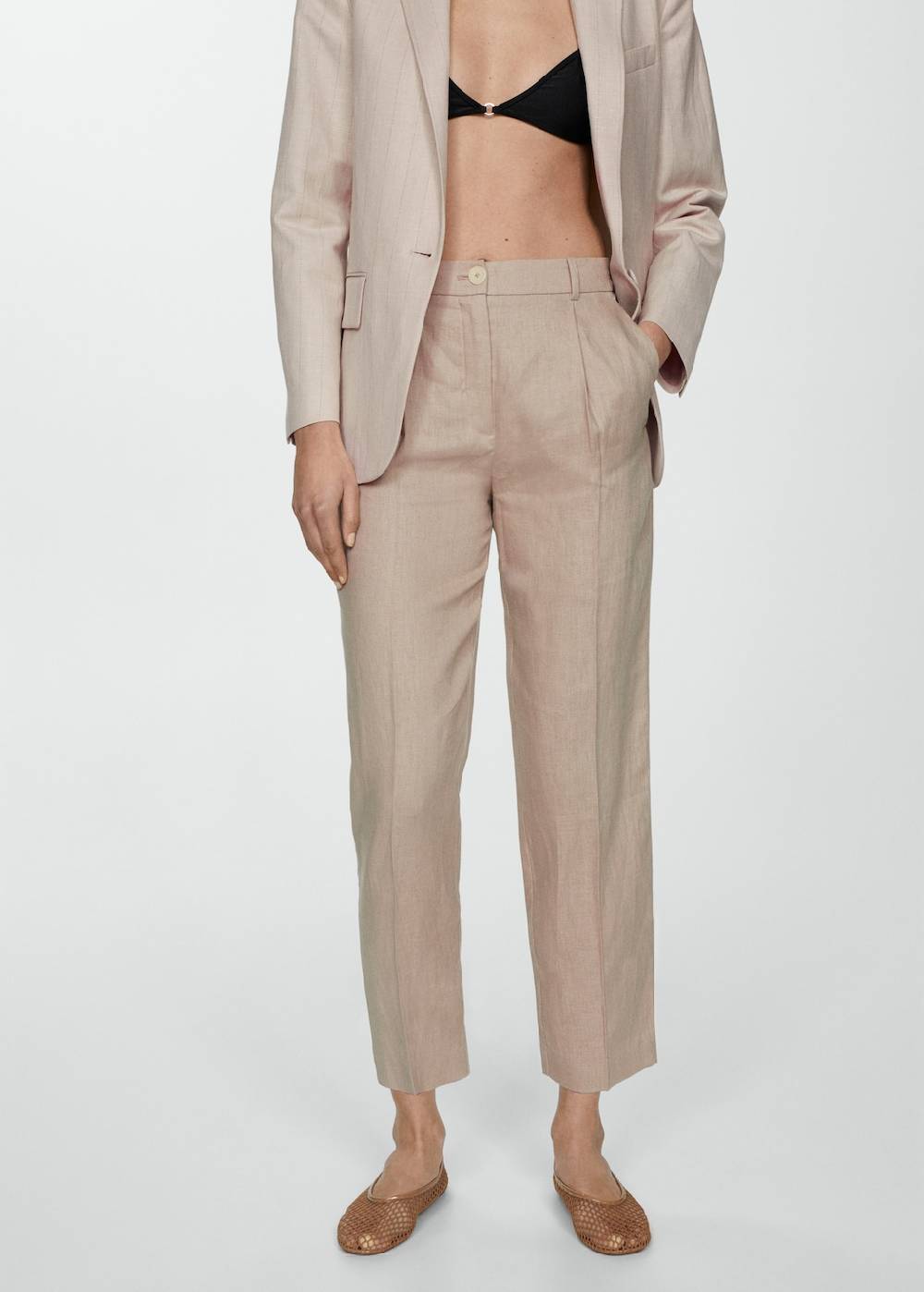 Mango Gerade Hose aus 100 % Leinen Fabrik Onlineshop