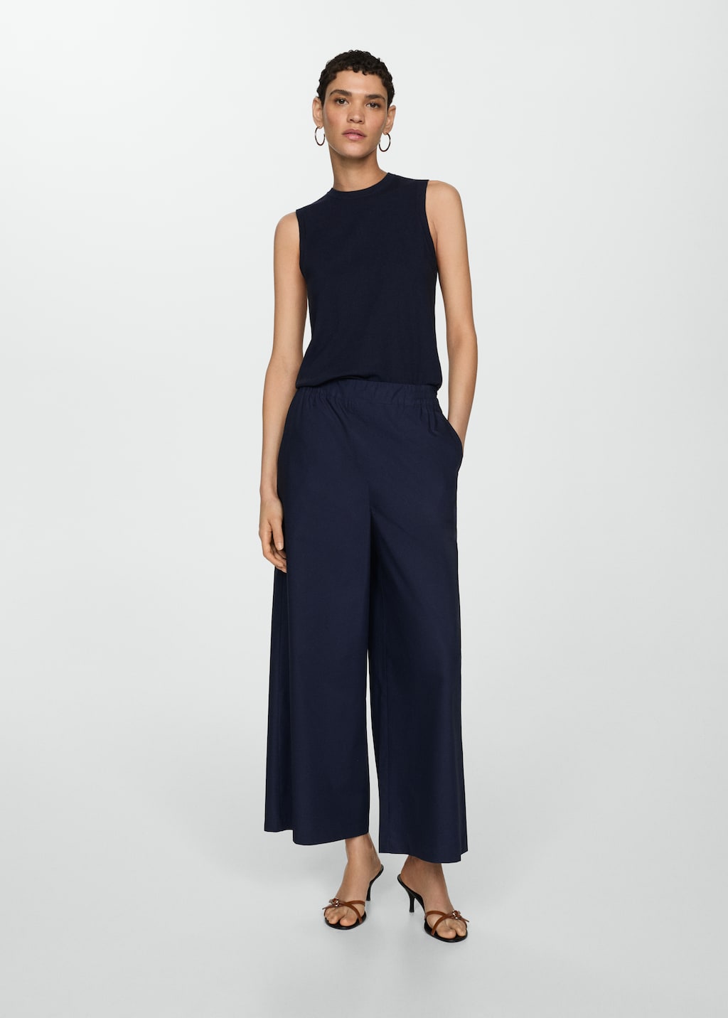Mango Wideleg-Baumwollhose Top Angebot