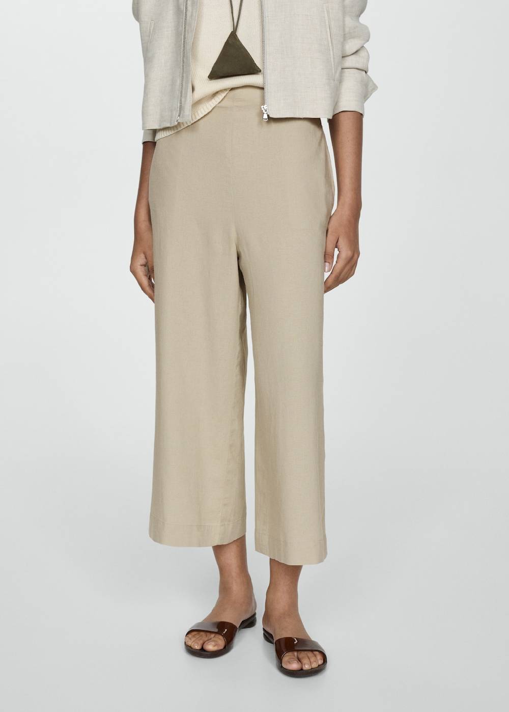 Mango Wideleg-Leinenhose Zeitlich begrenztes Angebot