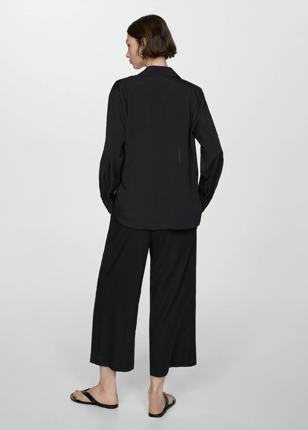 Mango Wideleg-Leinenhose Räumungsverkauf