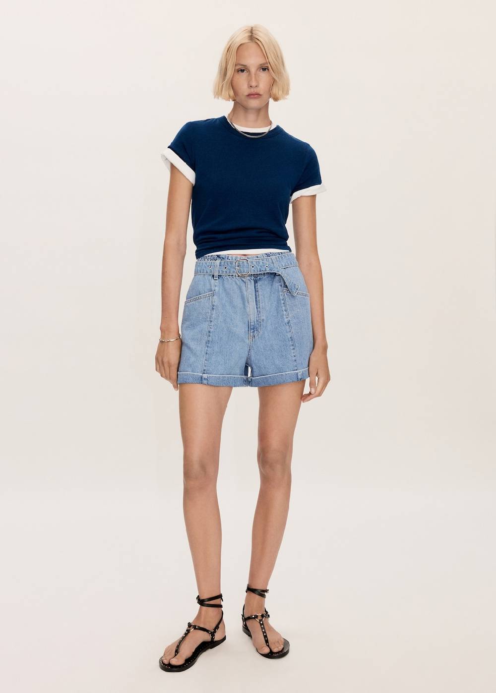 Mango Jeans-Shorts mit Gürtel Nur noch ein Tag übrig