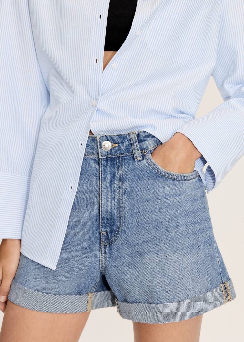 Mango Mom Fit-Jeans-Shorts Clearance-Verkauf