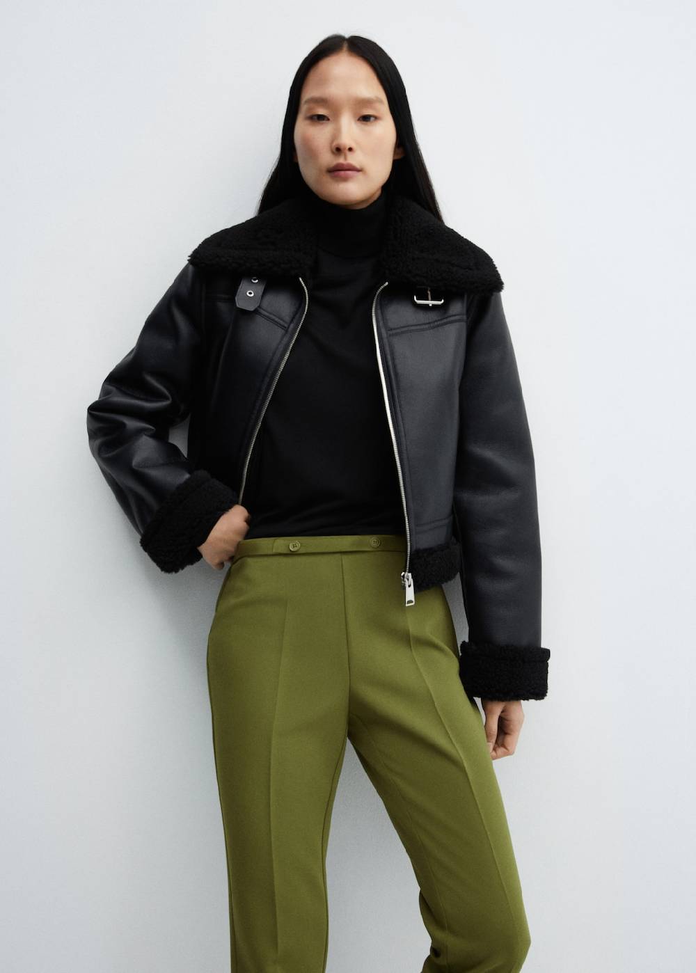 Mango Gerade Hose mit Gürtel Outlet