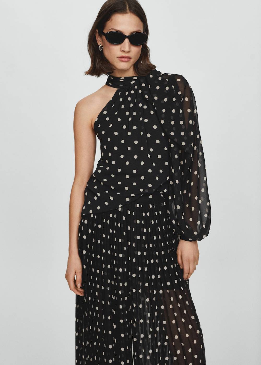 Mango Plissierte Hose mit Polka Dots Verkauf