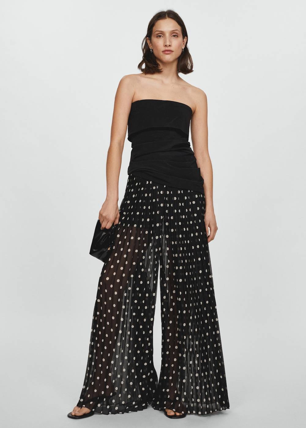Mango Plissierte Hose mit Polka Dots Verkauf