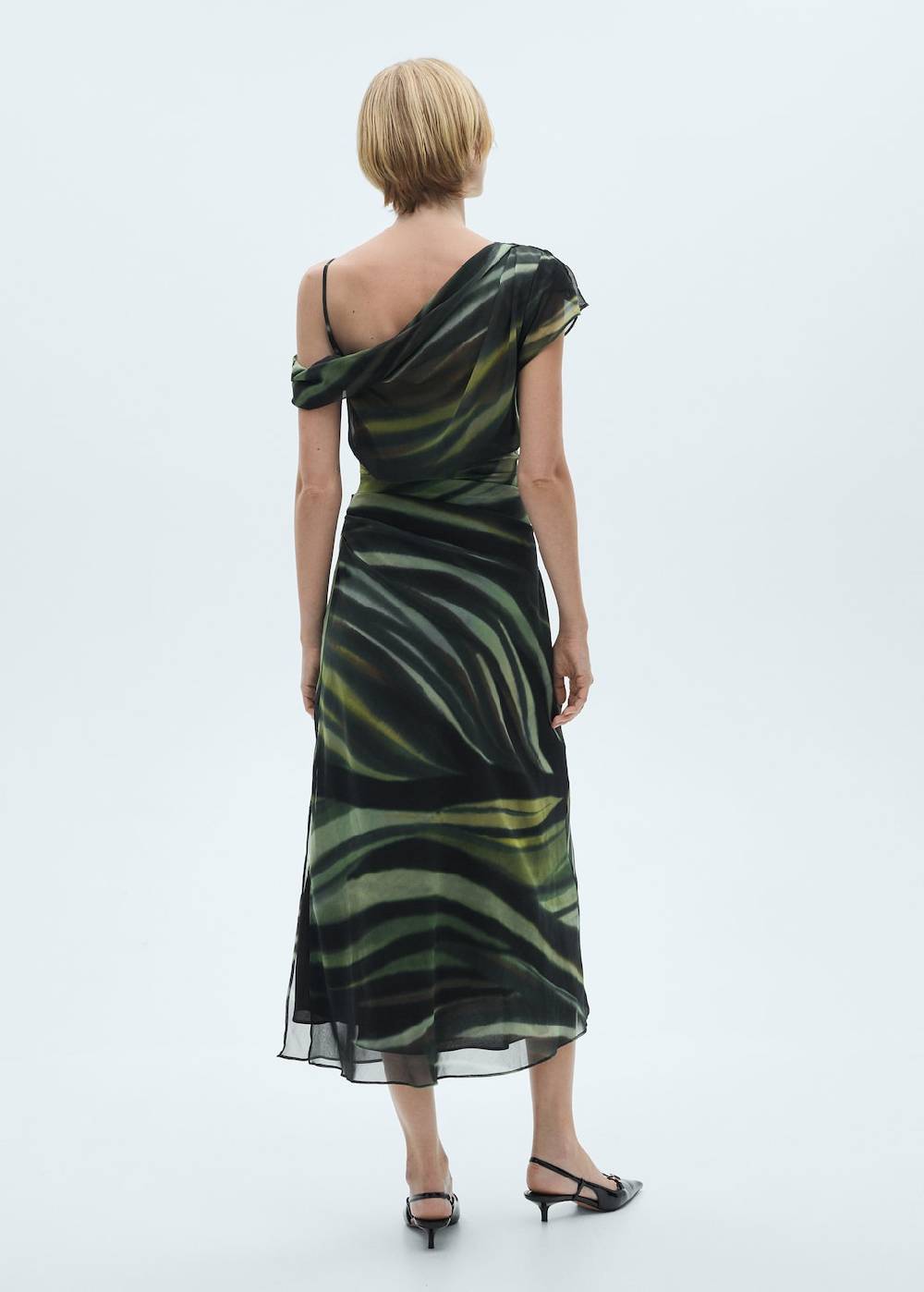 Mango Gemustertes Kleid mit drapierten Details Begrenztes Angebot