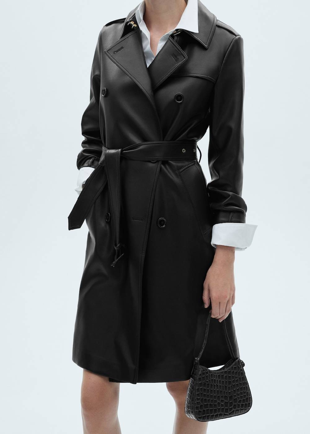 Mango Trenchcoat mit Leder-Effekt Online Shopping