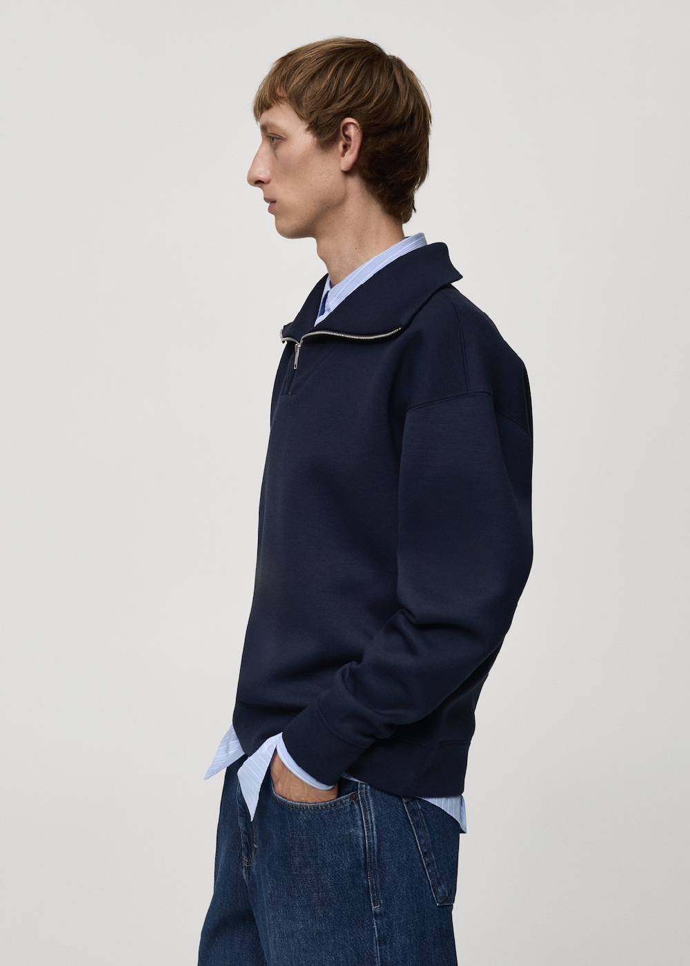 Mango Baumwoll-Sweatshirt mit Zip-Kragen Tägliche Deals