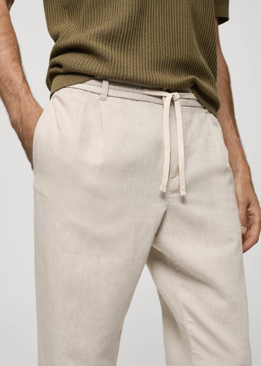 Mango Slim Fit-Leinenhose mit Kordel Nur für heute