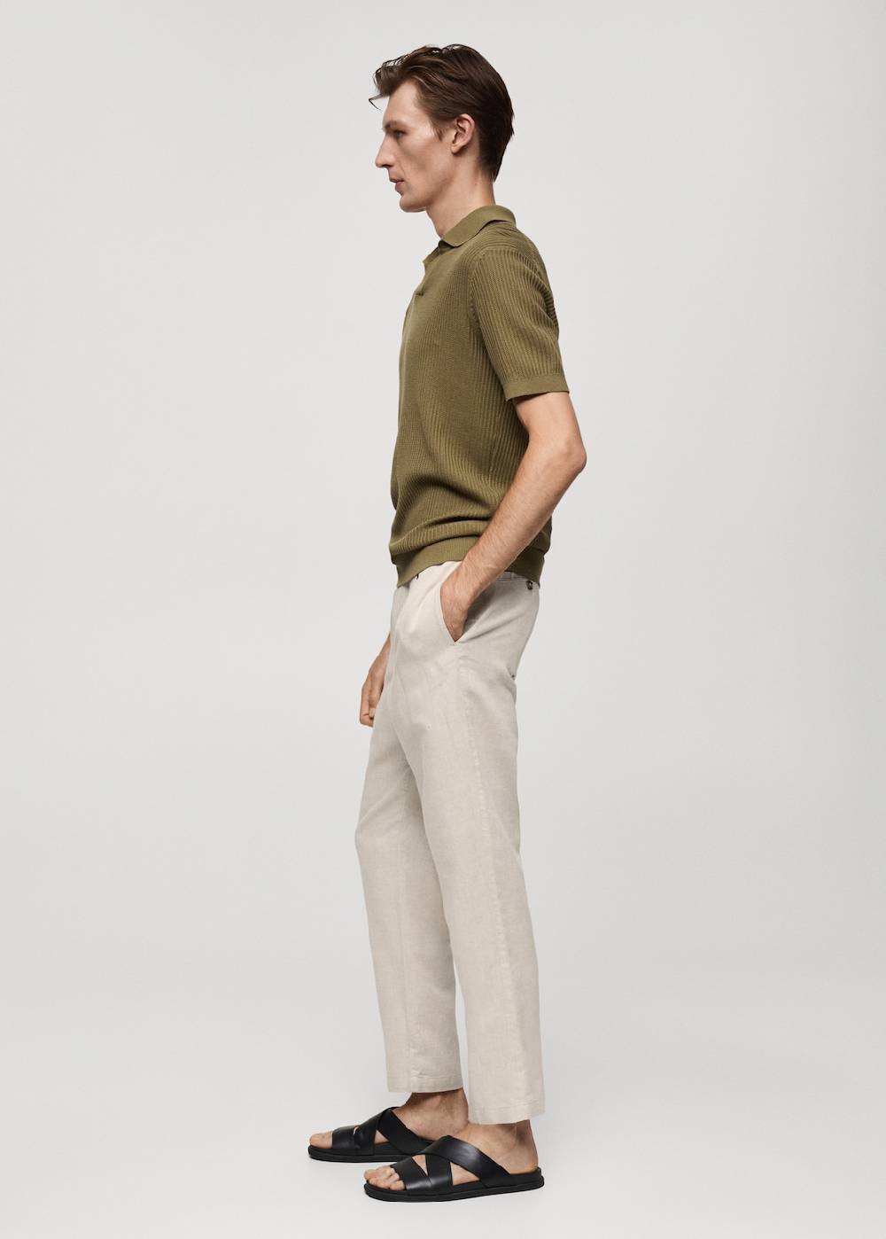 Mango Slim Fit-Leinenhose mit Kordel Nur für heute
