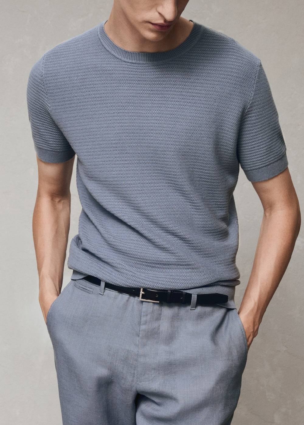 Mango Strick-T-Shirt aus Tencel mit Zopfmuster Discount Store für neue Produkte