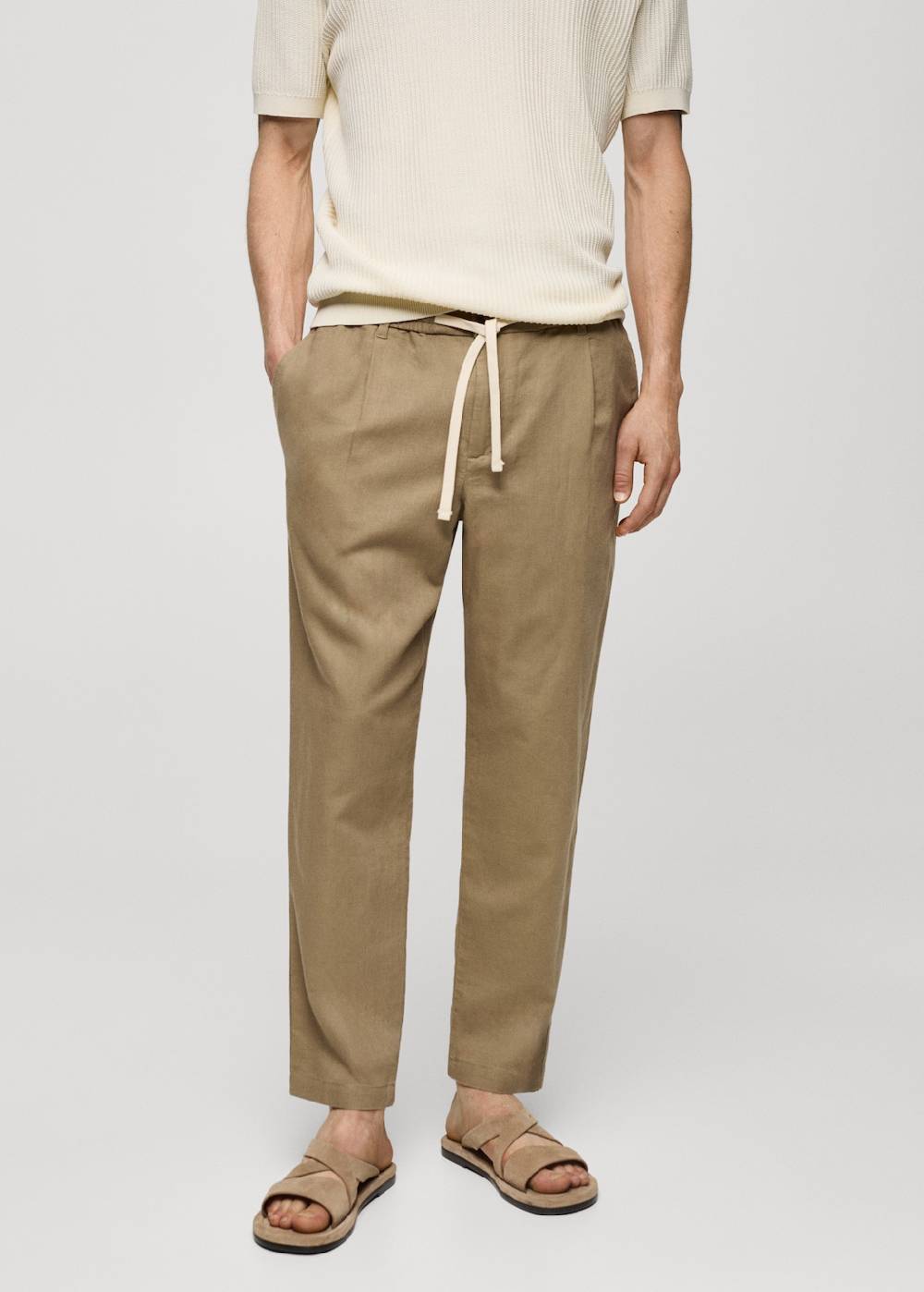 Mango Slim Fit-Leinenhose mit Kordel Speichern exportieren