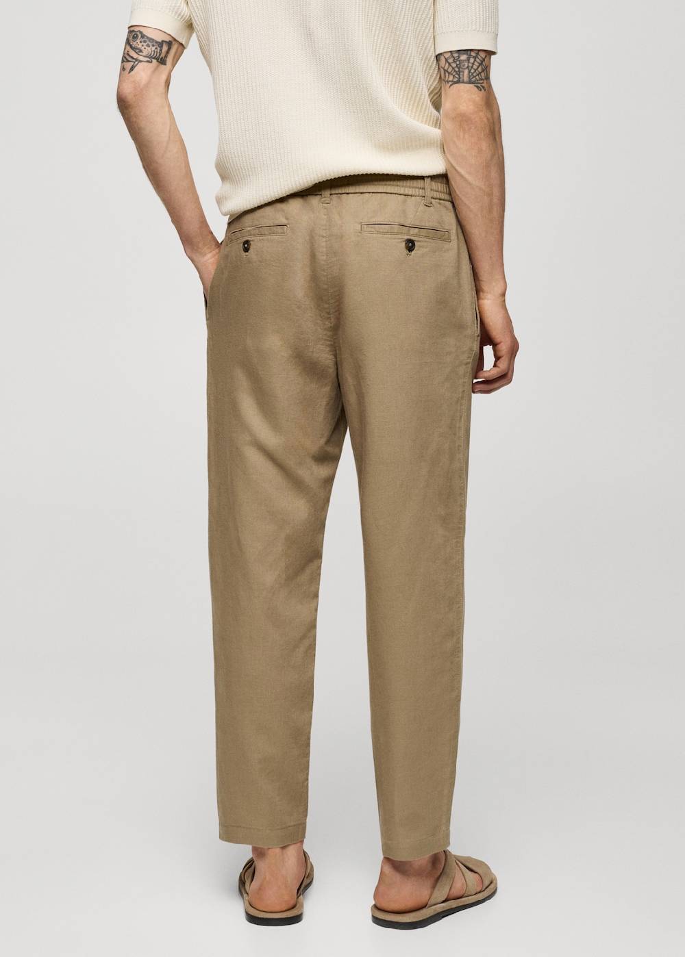 Mango Slim Fit-Leinenhose mit Kordel Speichern exportieren