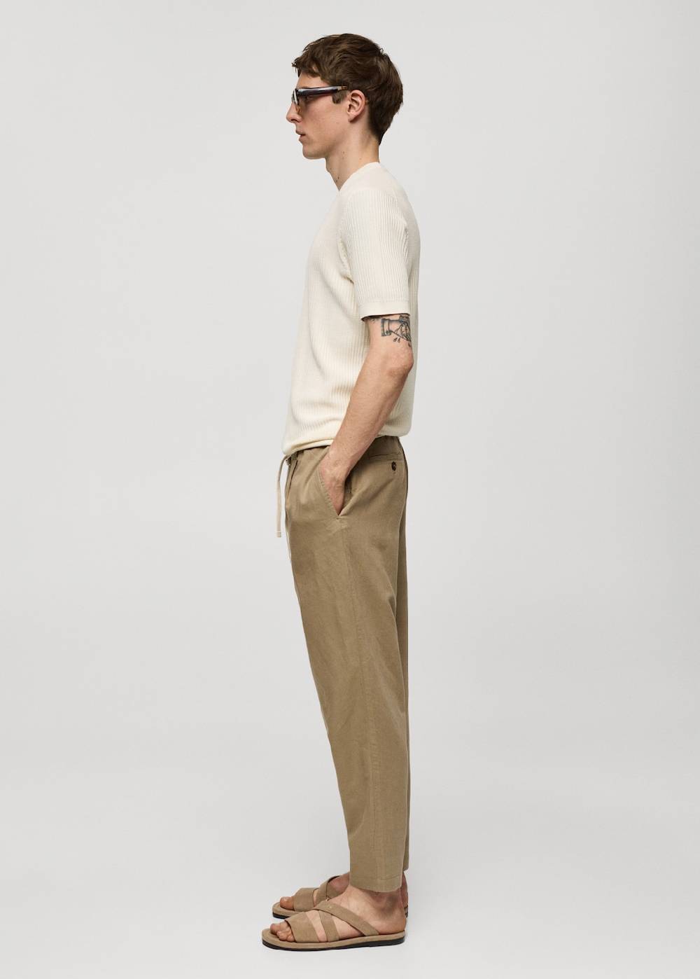Mango Slim Fit-Leinenhose mit Kordel Speichern exportieren