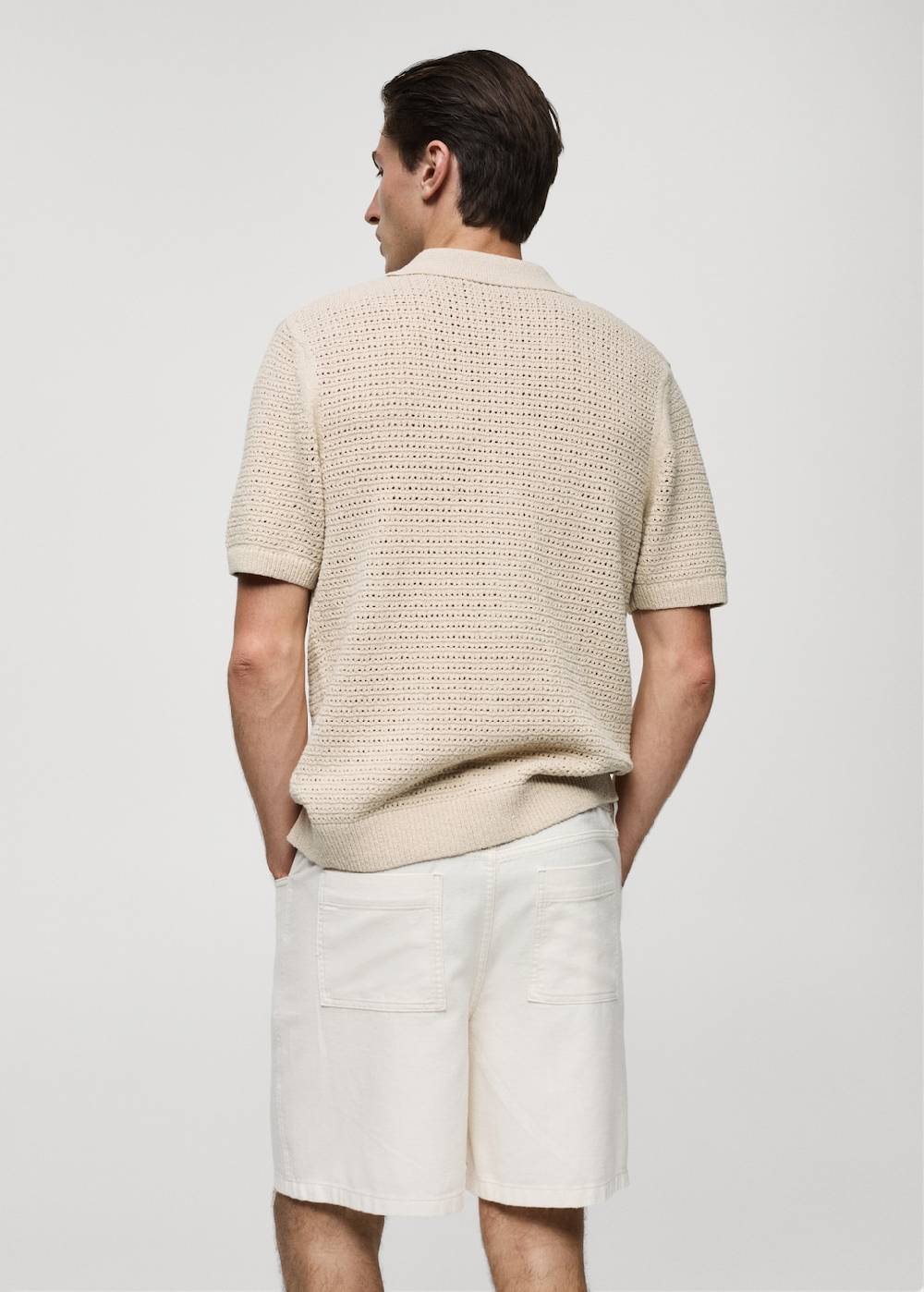 Mango Geknöpftes Strick-Poloshirt mit Lochmuster Im Verkauf