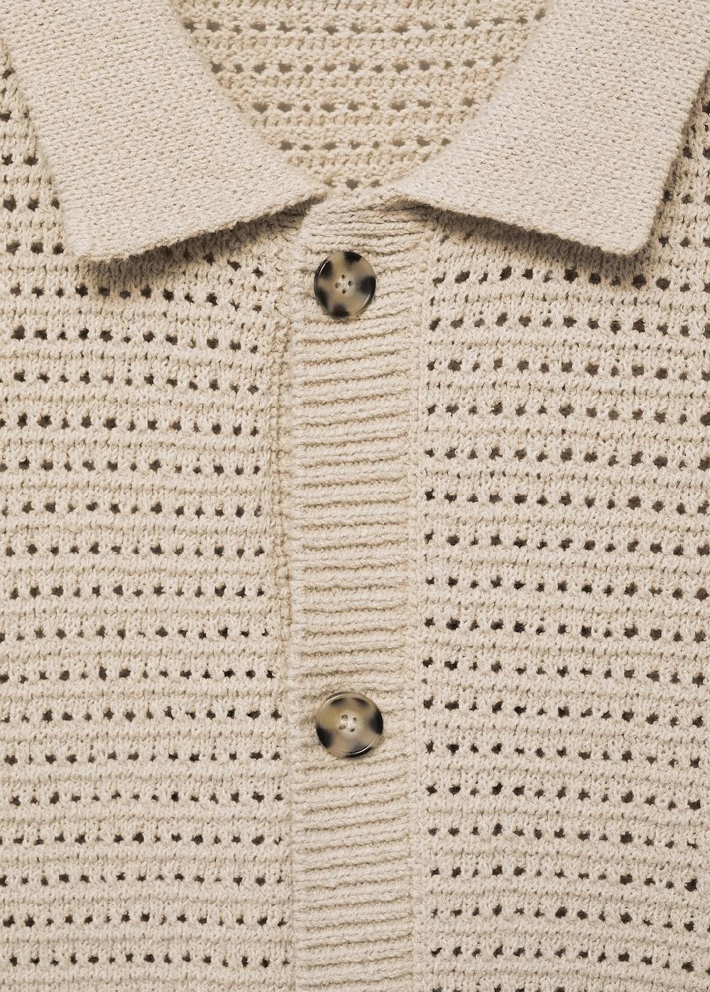 Mango Geknöpftes Strick-Poloshirt mit Lochmuster Im Verkauf